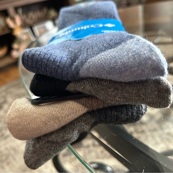 Columbia Men's Wool-Blend Crew Socks - Black, Blue, Tan, & Brown (4-Pack) - Picture 2 of 7